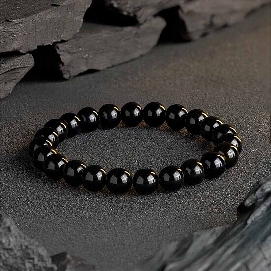 Melnā obsidiāna aproce (8 mm)